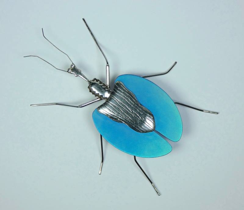 Eloxierte Titan, Stahl Und Silberkäfer Brosche. Geigenkäfer Insekten Schmuck von StudioMatrix