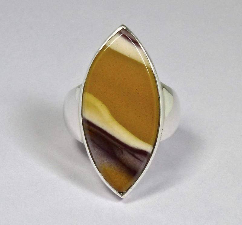 Mookaiet Silberring. Navette Mokait Silber Ring. Jaspis Handgefertigter von StudioMatrix