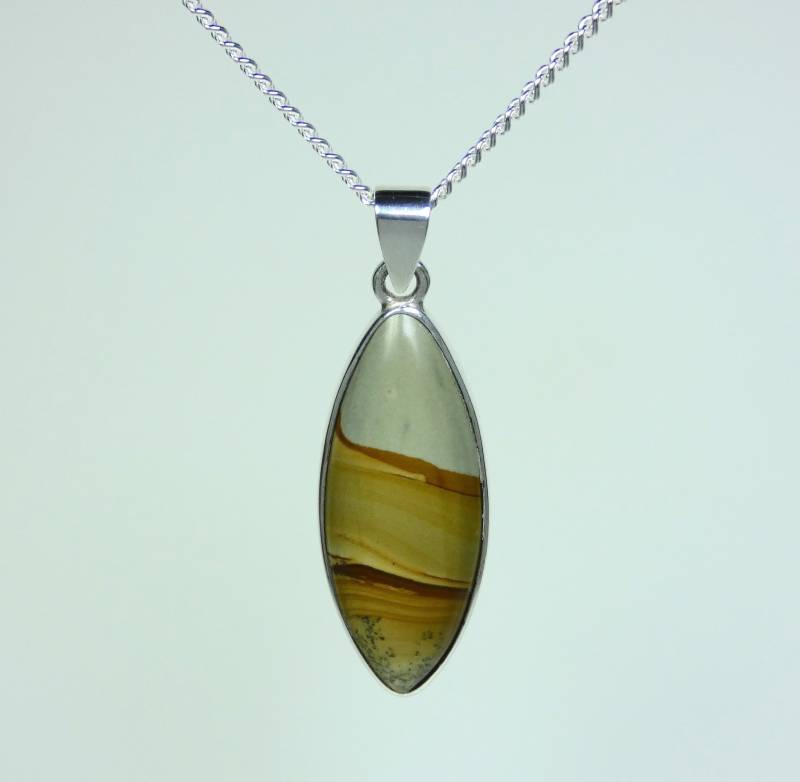 Anhänger Aus Silber Und Landschaftsjaspis An Einer Silberhalskette. Jaspis Schmuck. Landschafts von StudioMatrix