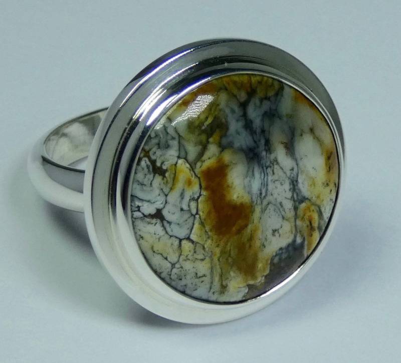 Türkis Runder 21 Mm Cabochon Und 925 Silber Handgearbeitet Ringgröße 19. Turkoois Schmuck. Ring von StudioMatrix