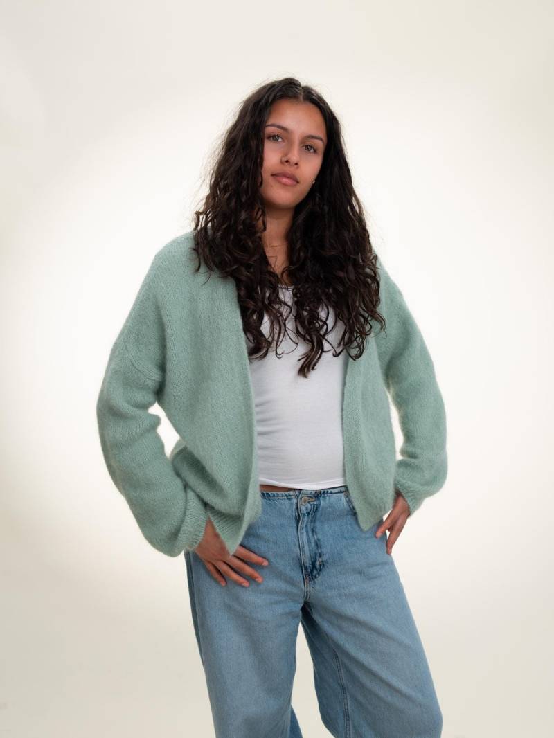 Mohair Cardigan | Kid Und Wolle Gefertigt in Italien Weich & Leicht Elegante Strickjacke Für Jede Jahreszeit Sage Salbei Grün von StudioMuratori