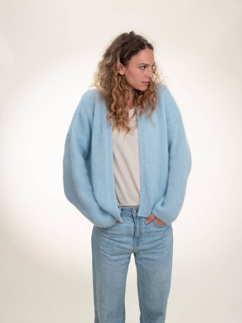 Mohair Cardigan | Kid Wolle Gefertigt in Italien Weich & Leicht Elegante Strickjacke Für Jede Jahreszeit Sage Blau Cream Rosa von StudioMuratori
