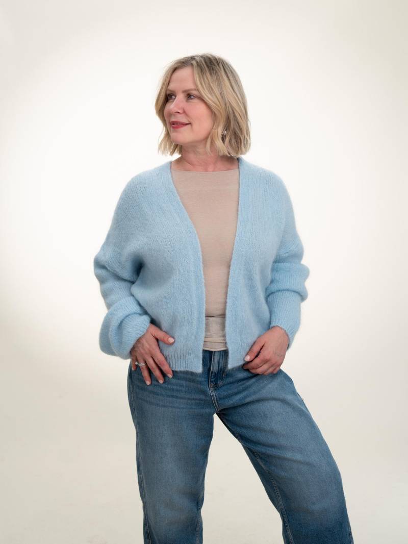 Mohair Cardigan | Kid Wolle Gefertigt in Italien Weich & Leicht Elegante Strickjacke Für Jede Jahreszeit Sage Blau Cream Rosa von StudioMuratori