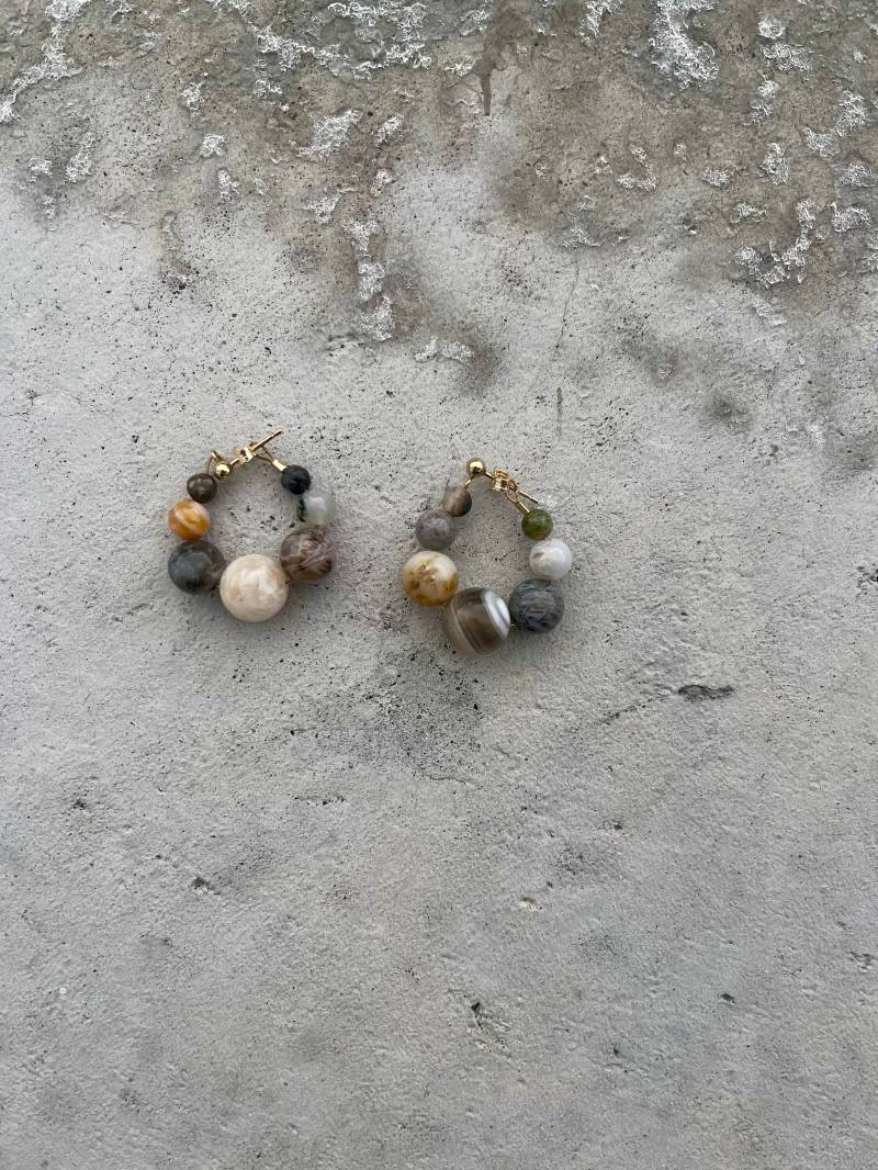 statement Ohrring "Olea" Aus Bambus Achat, Perlenohrring Gold Filled Ohrsteckern Mit Halbedelsteinperlen Achat von StudioNIOvi