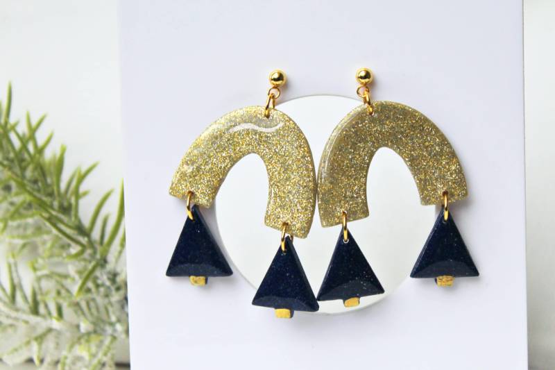 Christmas Earrings, Polymer Clay Tree Statement Glitter Elegant Handmade, Gift von StudioNiani