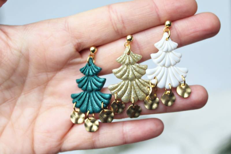 Christmas Tree Earrings, Winter Polymer Clay Holiday Handmade Jewelry, Gift von StudioNiani