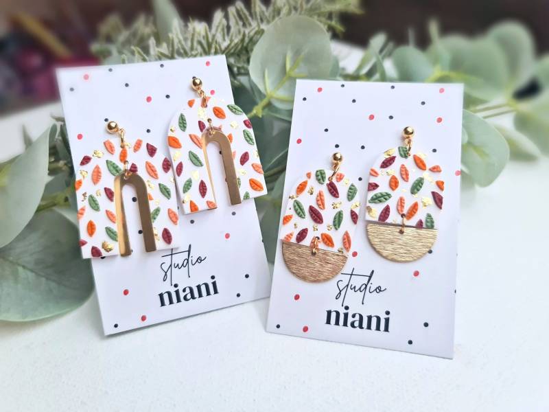 Leaf Earrings, Clay Handmade Autumn Statement Polymer Dangle Fall von StudioNiani