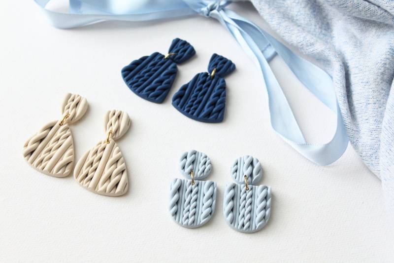 Polymer Clay Earrings, Sweater Statement Winter Autumn Christmas, Unique, Handmade von StudioNiani
