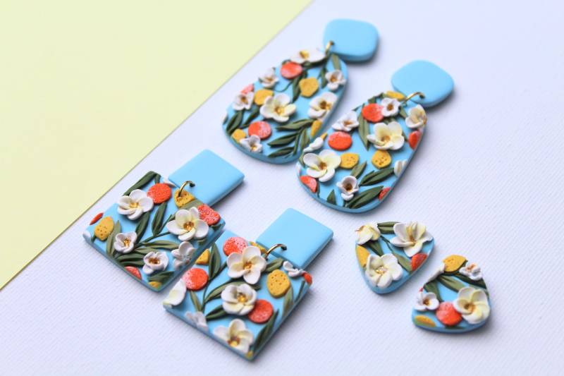 Spring Earrings, Orange & Lemon Statement Polymer Clay Oranges Fruit Dangle Earrings, Handmade, Gift von StudioNiani