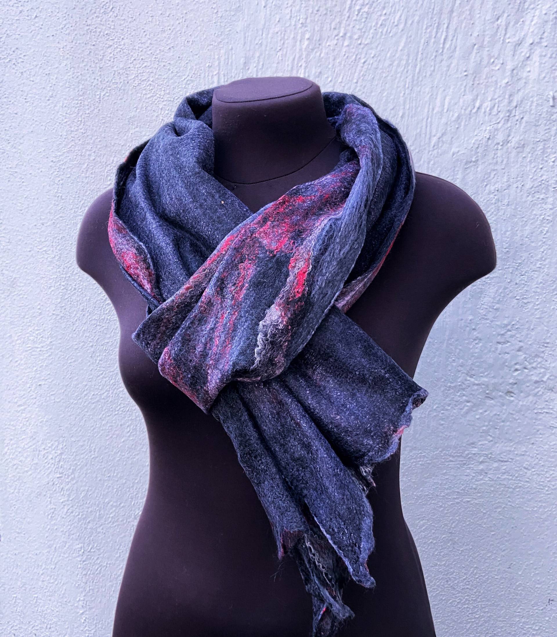 Damen Schal, Herren Schal Unisex, in Grau Und Rot, Geschenk Für Mutter, Mann, Xl Minimalistisch von StudioOdenwald