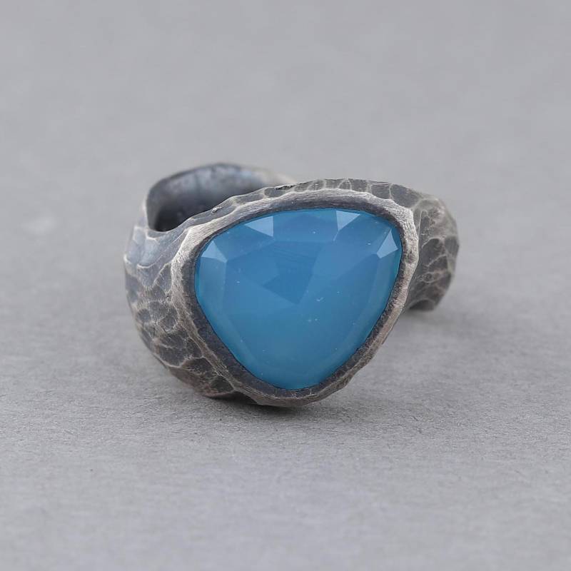 sterling Silber Chalcedon Ring - Rustikal sterling Silber Chalcedon Ring - Rustikal von StudioPandora