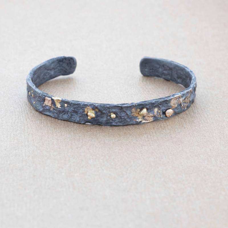 sterling Silber Manschette Armband Mit 18K Gelbgold & 14K sterling Silber Manschette Armband Mit 18K Gelbgold & 14K von StudioPandora