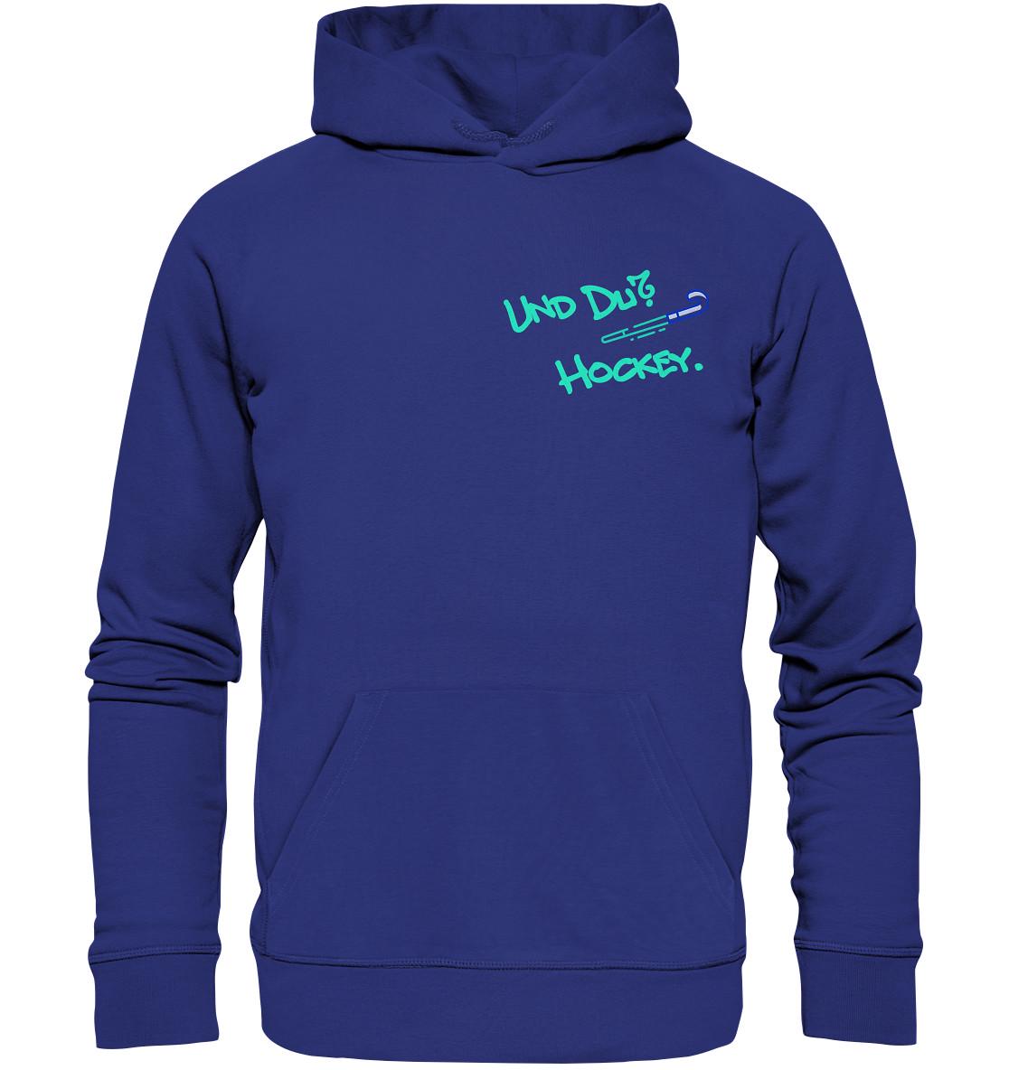 Organic Hoodie - „Und Du? Hockey?" | Unisex Kapuzenpullover Aus Bio-Baumwolle Organic Hoodie - „Und Du? Hockey?" | Unisex Kapuzenpullover Aus Bio-Baumwolle von StudioSaltHy