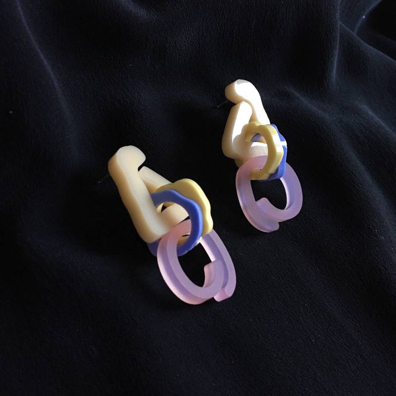 Boucles D'oreilles Aus Acryl Farbe Pastell Stil Original Türkis Und Silber 925 Sst Bo Lucy Cadeau For Elle von StudioSophieTam