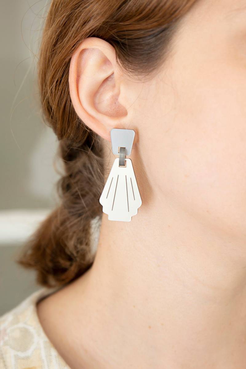 Boucles D'oreilles Aus Plexiglas Farbe Silber Stil Bo Art Déco Gelb Und Silber 925 Cadeau Femme von StudioSophieTam