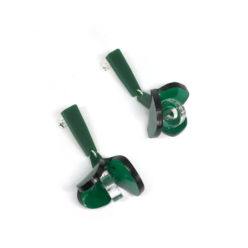 Boucles D'oreilles En Plexiglas Bo Pendant Drop Fleur Farbe Grün Transparent Gelb Und Silber Cadeau Für Elle von StudioSophieTam
