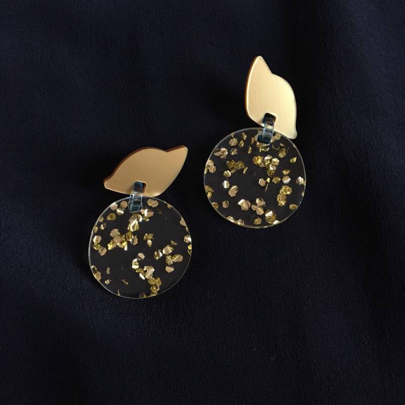 Goldene Apfelohrringe | Glitzer Silberner Stiel925 Acryl Schmuck Geschenk Für Sie Sst Bo Audrey von StudioSophieTam