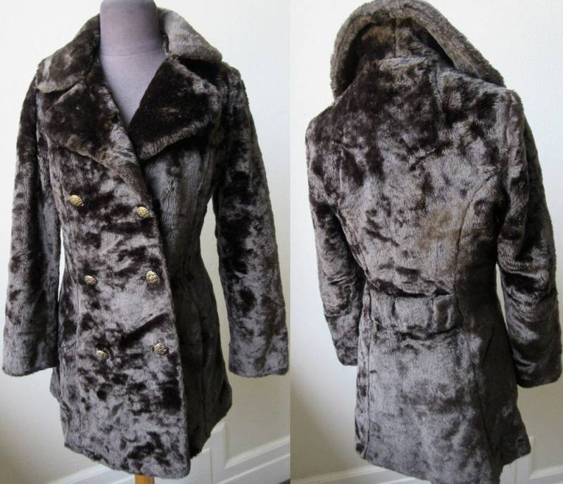 Jahrgang Weich & Stilvolle Mod Kunstfell Gürtel Zurück Antiken Knopf Peacoat von StudioSteffi