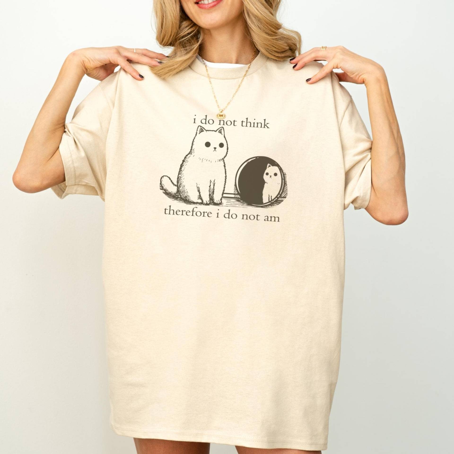 I Do Not Think T-Shirt Unisex, Witziges Meme Shirt, Therefore Do Not Am Katze Weirdcore Shirt, Sarkastisch Spruch, Chaotic 90S Shirt von StudioVenusDE
