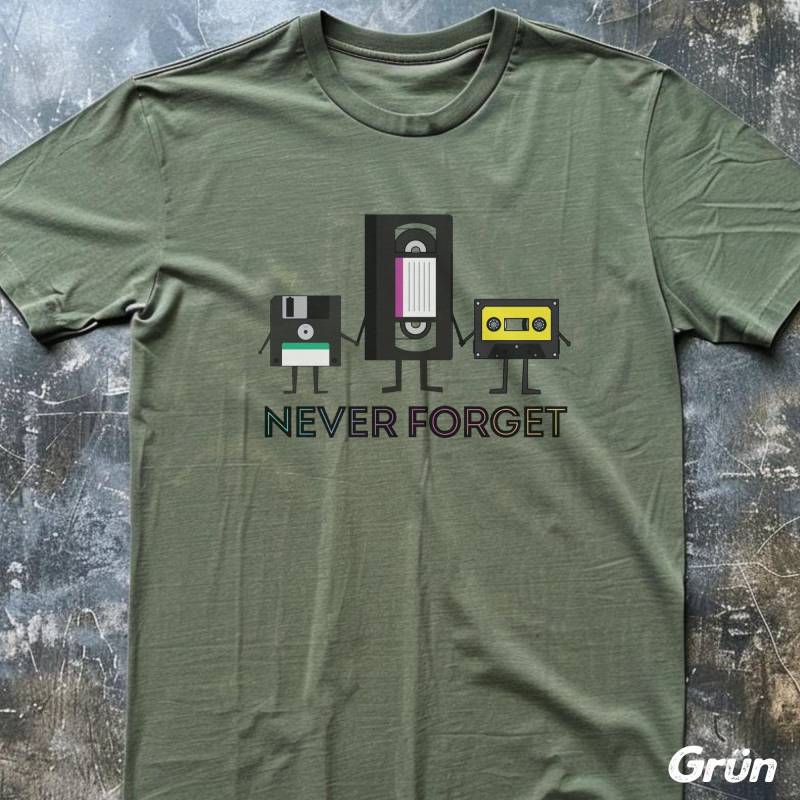 Never Forget Kassette Disk T-Shirt Unisex, Witzig Retro Nerd Shirt, Sarkastisch Spruch, Chaotic 90S Shirt, Silly Meme Unisex Shirts That Go Hard von StudioVenusDE
