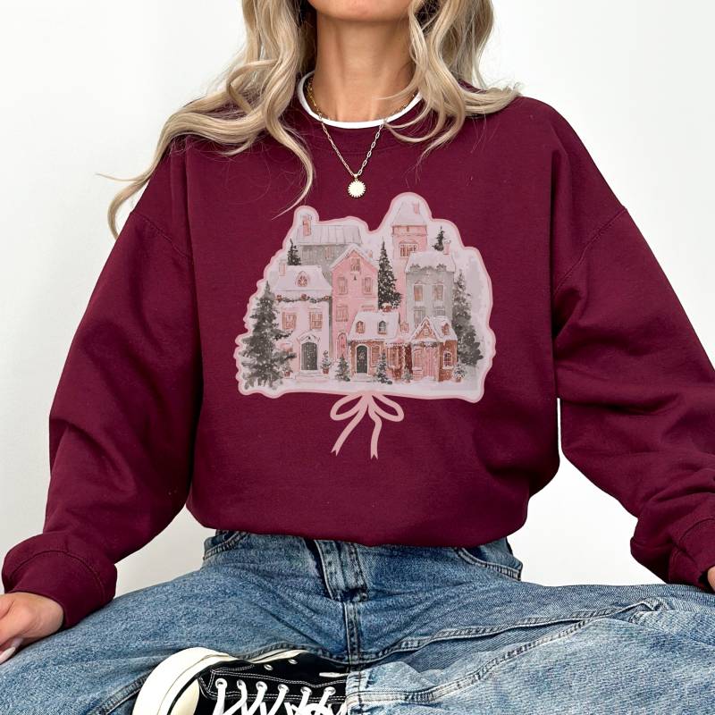 Süß Coquette Weihnachtspullover, Weihnachtlicher Sweater Linework, Kawaii Sweatshirt, Geschenk Xmas Fans, Weihnachtsgeschenk Urlaubsmode von StudioVenusDE