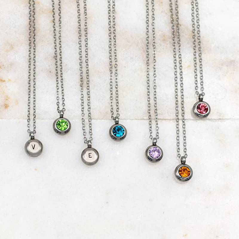 6-18 Geburtstag Geschenke Für Mädchen Von Mutter Birthstone Halskette Initial Edelstahl Kleine Winzige Personalisierte Sie von StudioVy