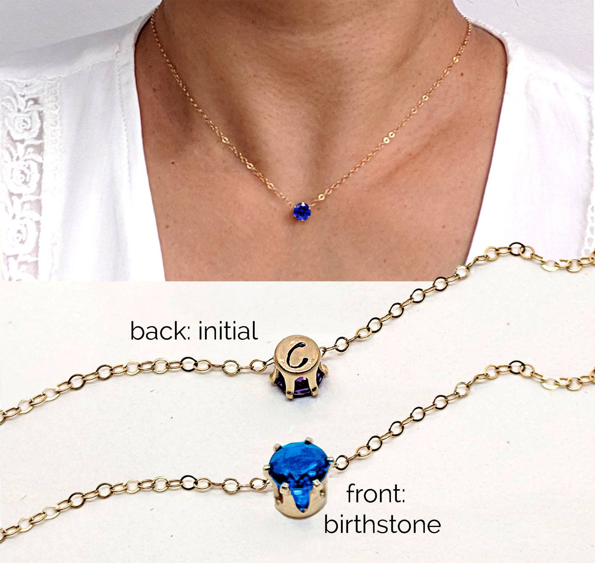 Cz Blau Saphir Halskette Silber September Geburtsstein Mit Den Ersten Geburtstag 21st-40Th Für Frauen Zarte Goldhalskette von StudioVy