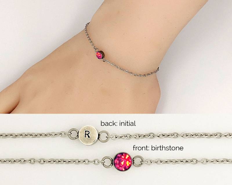 Cz Rot Rubin Armband Personalisierte Fußkette Geburtsstein Ursprüngliche Aus Edelstahl 30 von StudioVy