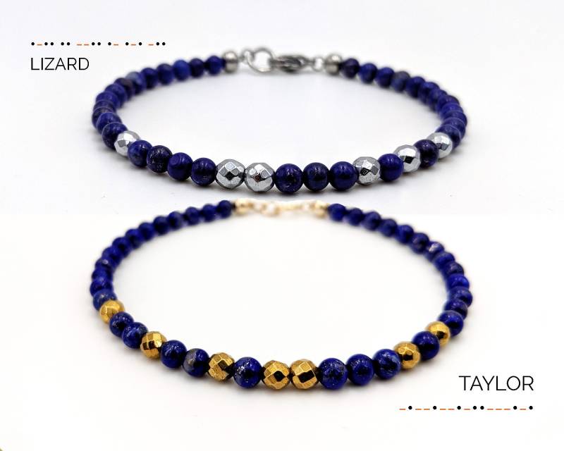 Lapislazuli Armband Männer/Frauen Benutzerdefinierte Morse-Code Schwester Name Beste Freund Fern Geschenk 1 Jahr Jahrestag von StudioVy