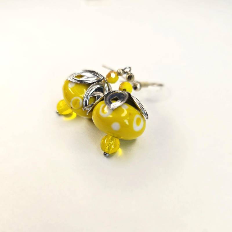 Lampwork Ohrringe Punkte Gelb von Studiosiesoo