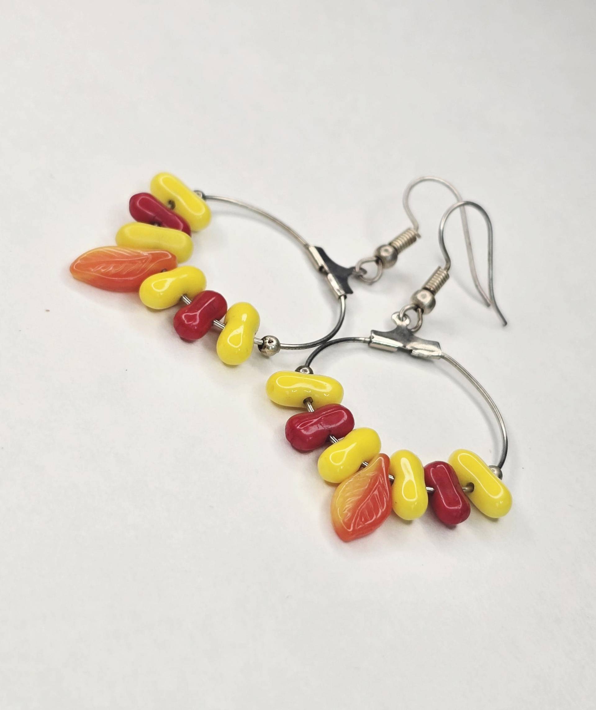 Silber Creolen Rot Orange Und Gelb Lampwork von Studiosiesoo