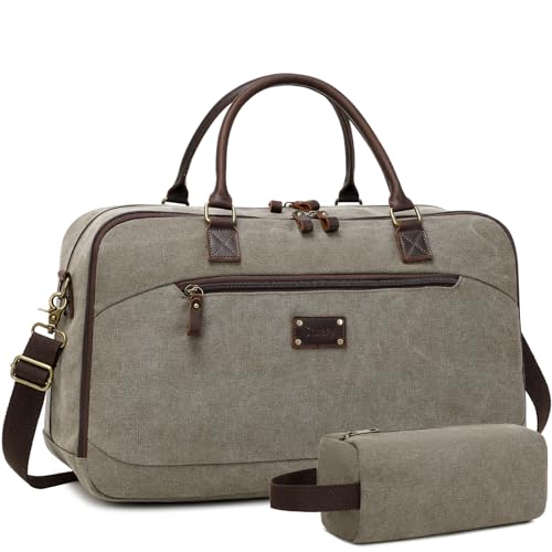 Stuery Reisetasche für Herren, Segeltuch, Seesack mit Kulturbeutel, Übernachtung, Wochenende, Sporttasche, Handgepäcktasche für Herren, Grün (Army Green), modern/enganliegend von Stuery