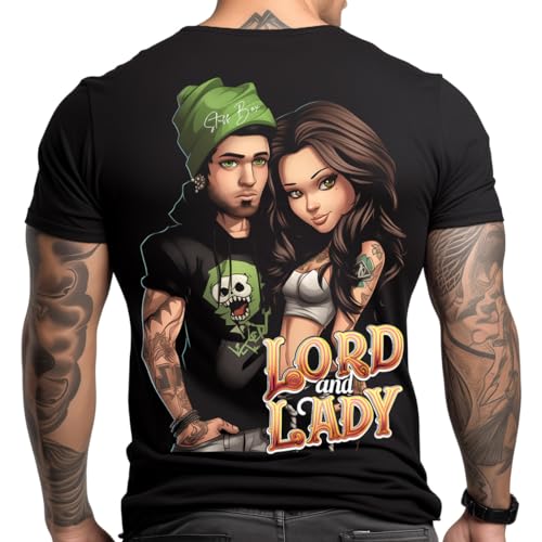 Stuff-Box Herren Rundhals Kurzarm T Shirt schwarz Lord & Lady 3.0 STB-1108 (DE/NL/SE/PL, Alphanumerisch, XL, Regular, Regular, Schwarz) von Stuff-Box