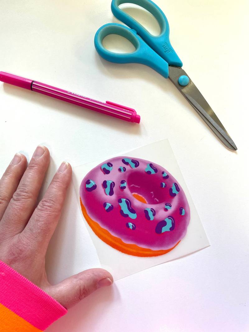 Bügelbild Donut Pink Groß Mit Leo Steusel von StuffandButtonBags