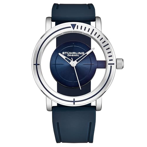 Stuhrling Sniper 3915 Quarzuhr, 42 mm Gehäuse, klassischer Flieger mit Kautschukarmband von Stuhrling