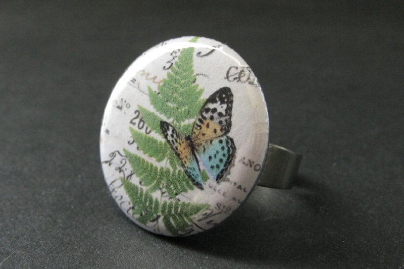Blauer Schmetterling Ring. Silber Natur-Ring. Entomologie Feder-Ring. Ring Verstellbar Handgemachte Handmade Schmuck von StumblingOnSainthood