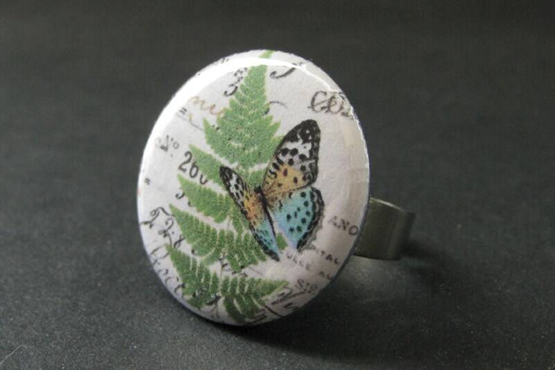 Blauer Schmetterling Ring. Silber Natur-Ring. Entomologie Feder-Ring. Ring Verstellbar Handgemachte Handmade Schmuck von StumblingOnSainthood