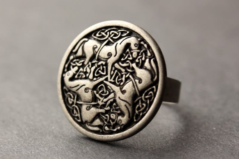 Drei Pferde Ring. Pferd Knopf Silber Verstellbarer Ring. Handgemachte Schmuck von StumblingOnSainthood