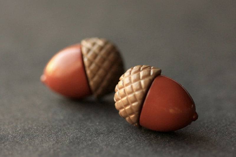 Eichel Ohrringe. Schmuck. Bronze Ohrstecker. Herbst Braune Post Natur Handmade von StumblingOnSainthood