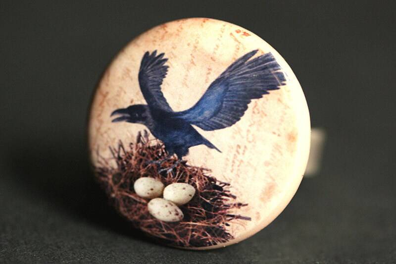 Halloween-Ring. Rabenring. Vogelnest Ring. Gothic Silber Ring Verstellbar. Halloween Schmuck. Handmade von StumblingOnSainthood