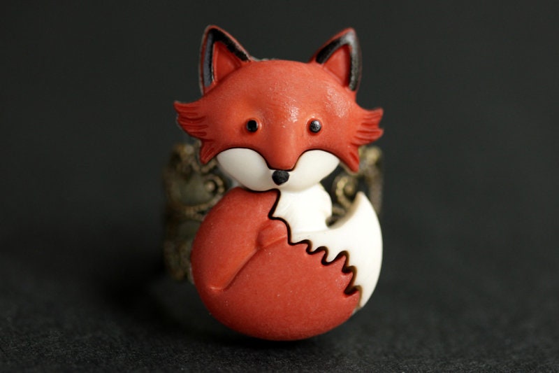 Kleiner Roter Fuchs Ring. Verstellbar Loaf Verstellbarer Handgemachte Knopfring. Bronze-Ring von StumblingOnSainthood