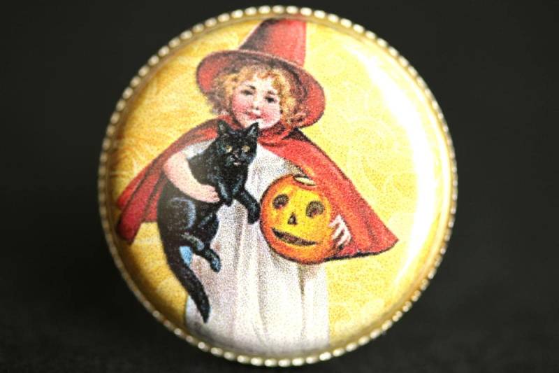 Kleines Mädchen Hexe Ring. Halloween-Ring. Unikate Schmuck Von Merrilldesign. Verstellbarer Silber Halloween Schmuck. Handgemachte von StumblingOnSainthood