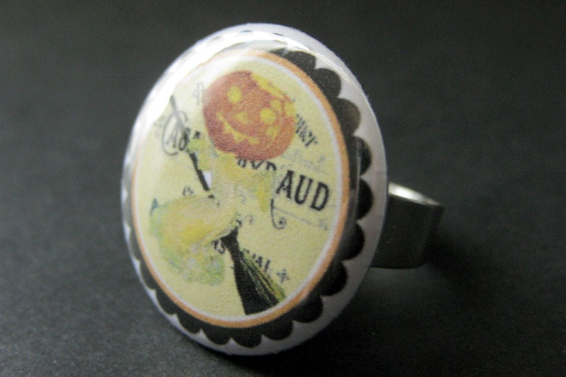 Kürbis-Mann-Ring. Halloween Schmuck. Süßer Kürbis Ring. Verstellbarer Ring in Silber. Jackolantern Halloween-Ring. Handmade von StumblingOnSainthood