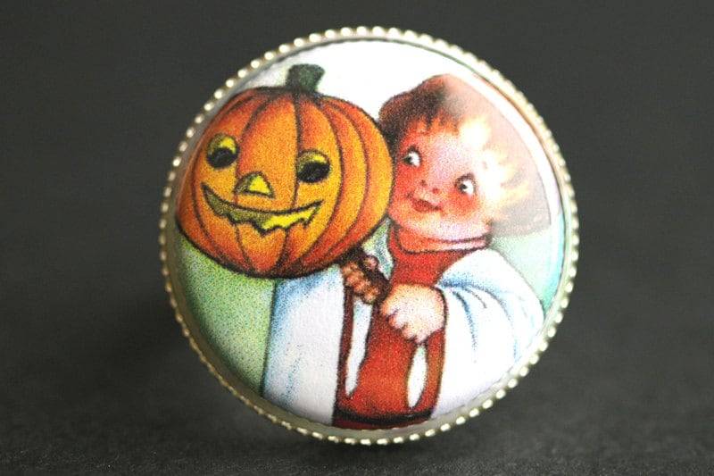 Kürbis Ring. Halloween-Ring. Süßes Oder Saures Verstellbarer Ring in Silber. Halloween Schmuck. Handmade von StumblingOnSainthood