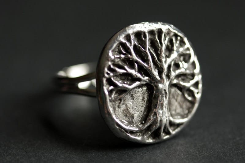 Lebensbaum Ring. Holz Zinn Verstellbarer Silber Ring. Handgemachte Handmade Schmuck von StumblingOnSainthood