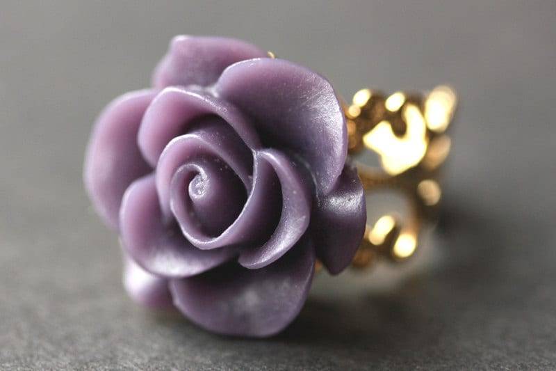 Lila Ring. Verstellbar Vergoldeter Silber Bronze-Ring. Kupfer Verstellbarer Handmade Schmuck von StumblingOnSainthood