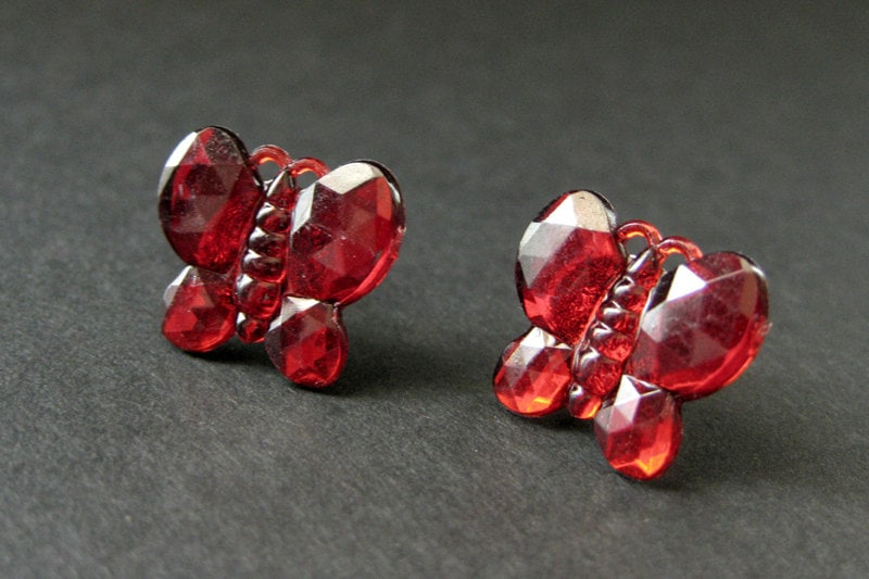 Rote Schmetterling Ohrringe. Silber Ohrstecker. Post Handgefertigte Handmade Schmuck Rote Schmetterling Ohrringe. Silber Ohrstecker. Post Handgefertigte Handmade Schmuck von StumblingOnSainthood