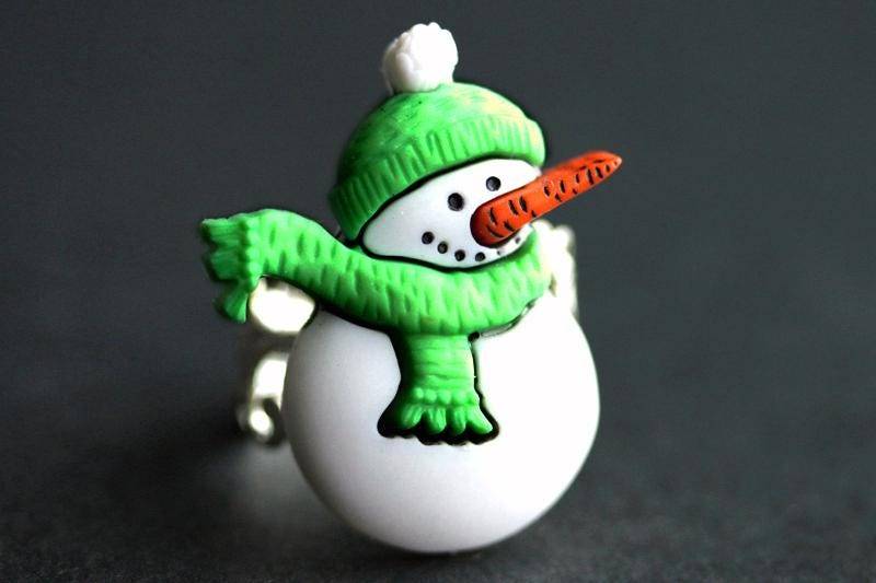 Schneemann Ring. Urlaub Winter-Ring. Schnee-Mann-Ring. Grüner Silber Filigrane Verstellbaren Weihnachtsschmuck. Statement von StumblingOnSainthood