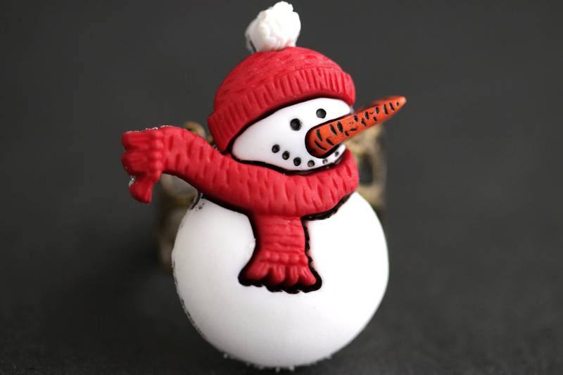 Schneemann Ring. Urlaub Winter-Ring. Schnee-Mann-Ring. Roter Silber Filigrane Verstellbaren Weihnachtsschmuck. Statement von StumblingOnSainthood