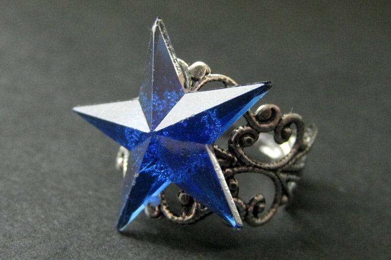 Stern Ring. Blau Ring Blauer Stern. Filigraner Aus Silber. Verstellbarer Handgemachte Handmade Schmuck von StumblingOnSainthood